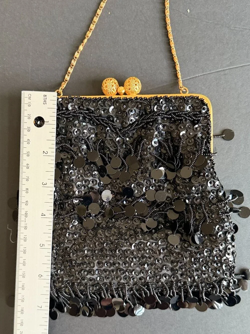 Handmade Vintage Vivant by Sarnie Black Sequin & Beaded Evening Bag | Hong Kong